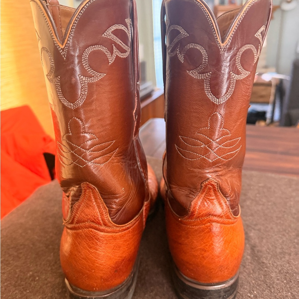 Lucchese Classics handmade tan ostrich boots 10D - Picture 5 of 10